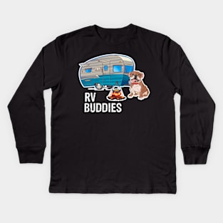 Bulldog Dog Rv Buddies Pet Lovers Funny Camping Camper Kids Long Sleeve T-Shirt